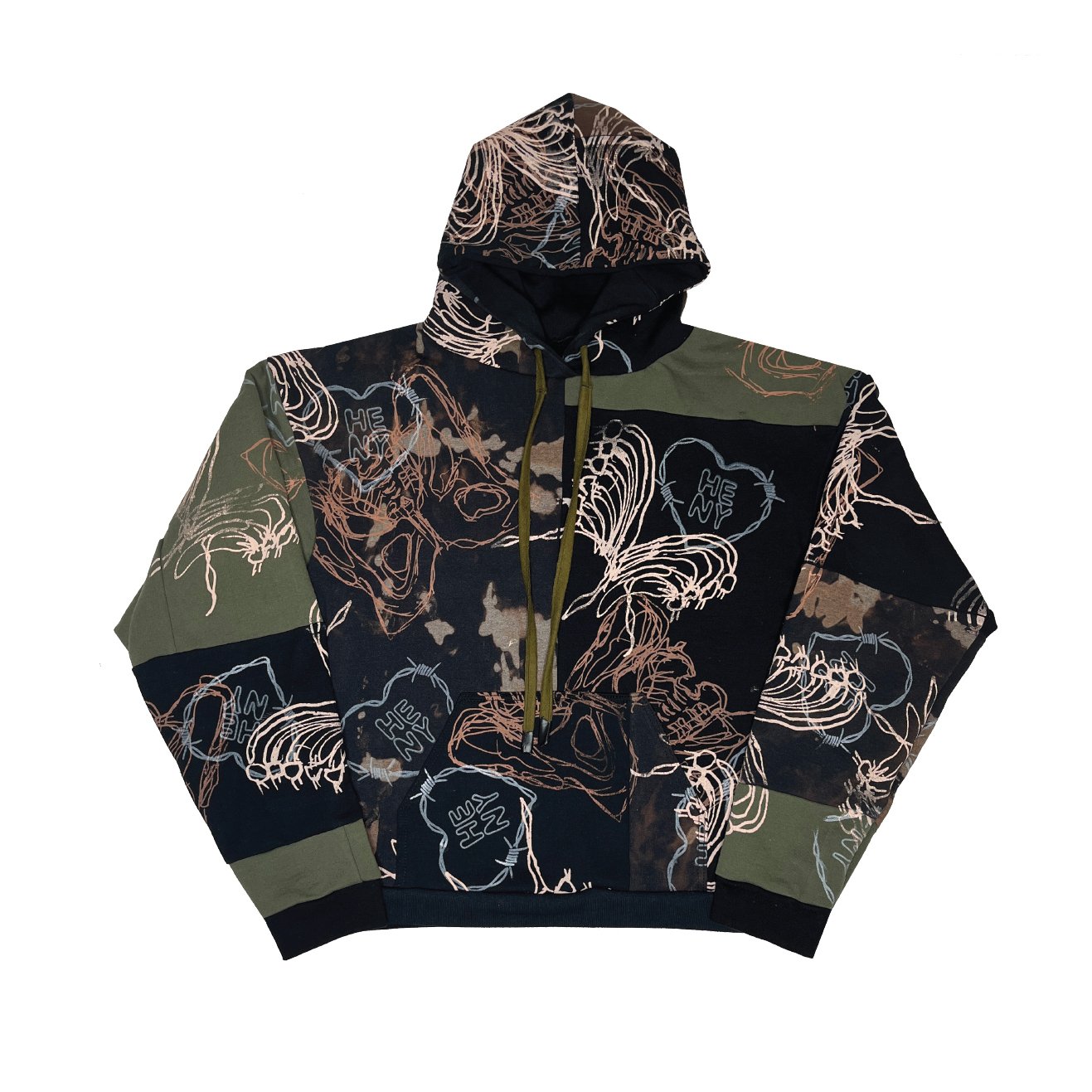 Unisex Upcycled Patchwork Oversize Printed Hoodie — Helena Eisenhart